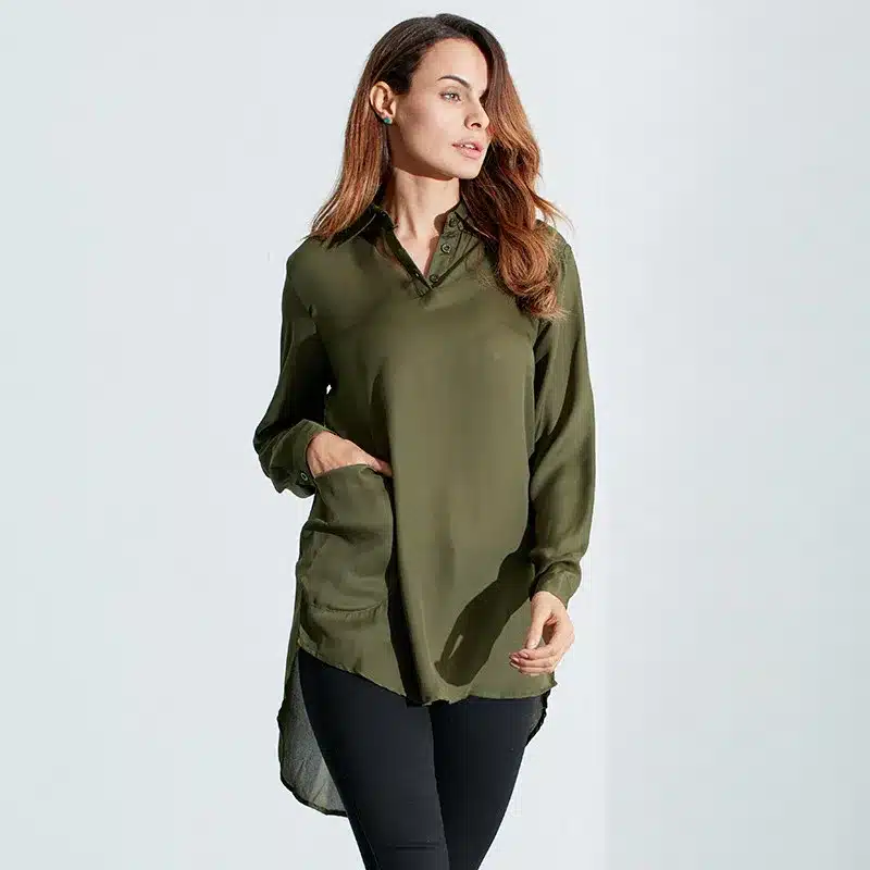 Zanzea Blusas Femininas 2018 Sexy Women See Through Chiffon Shirts Long Sleeve Pocket Casual Blouse Tops Plus Size XS-6XL 15