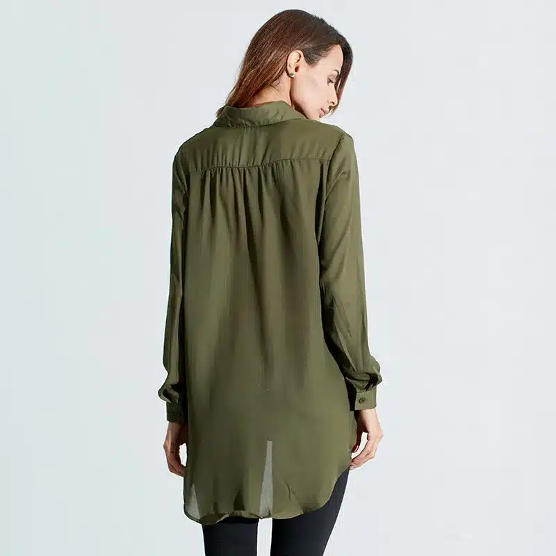 Zanzea Blusas Femininas 2018 Sexy Women See Through Chiffon Shirts Long Sleeve Pocket Casual Blouse Tops Plus Size XS-6XL 17