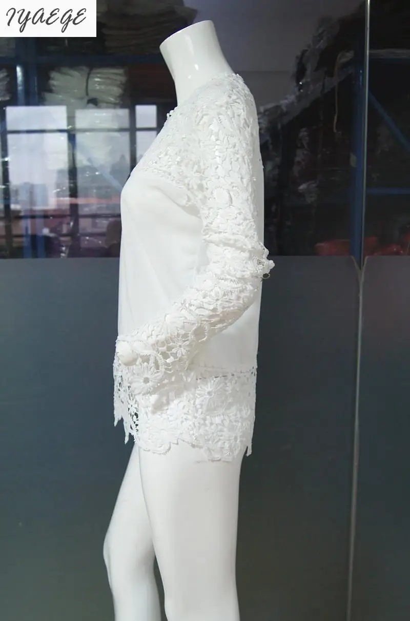 5XL Women Plus Sizes Chiffon Lace Blouse Shirts Long Sleeve Sexy Top Tees Solid Autumn Femme Blusas Crochet Women's Blouses 6XL 11