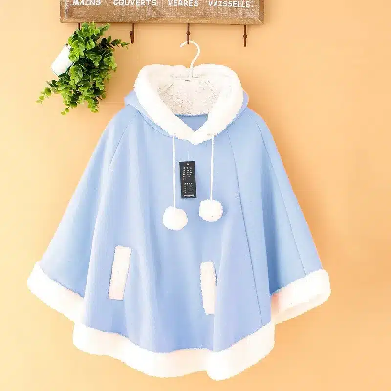 Autumn Japanese Batwing Sleeve Pullovers Hoodies Soft Fleece Girls Ball Doll Cloak Sweet Winter Warm Cape Cute Women Pullover 6
