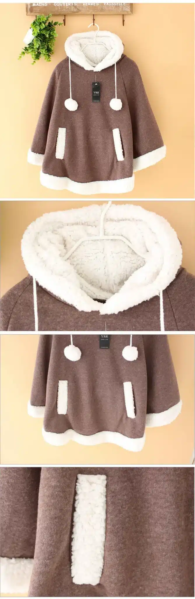 Autumn Japanese Batwing Sleeve Pullovers Hoodies Soft Fleece Girls Ball Doll Cloak Sweet Winter Warm Cape Cute Women Pullover 7
