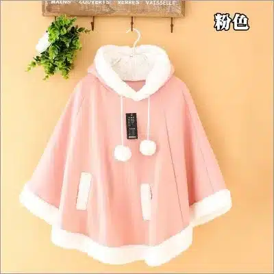 Autumn Japanese Batwing Sleeve Pullovers Hoodies Soft Fleece Girls Ball Doll Cloak Sweet Winter Warm Cape Cute Women Pullover 9