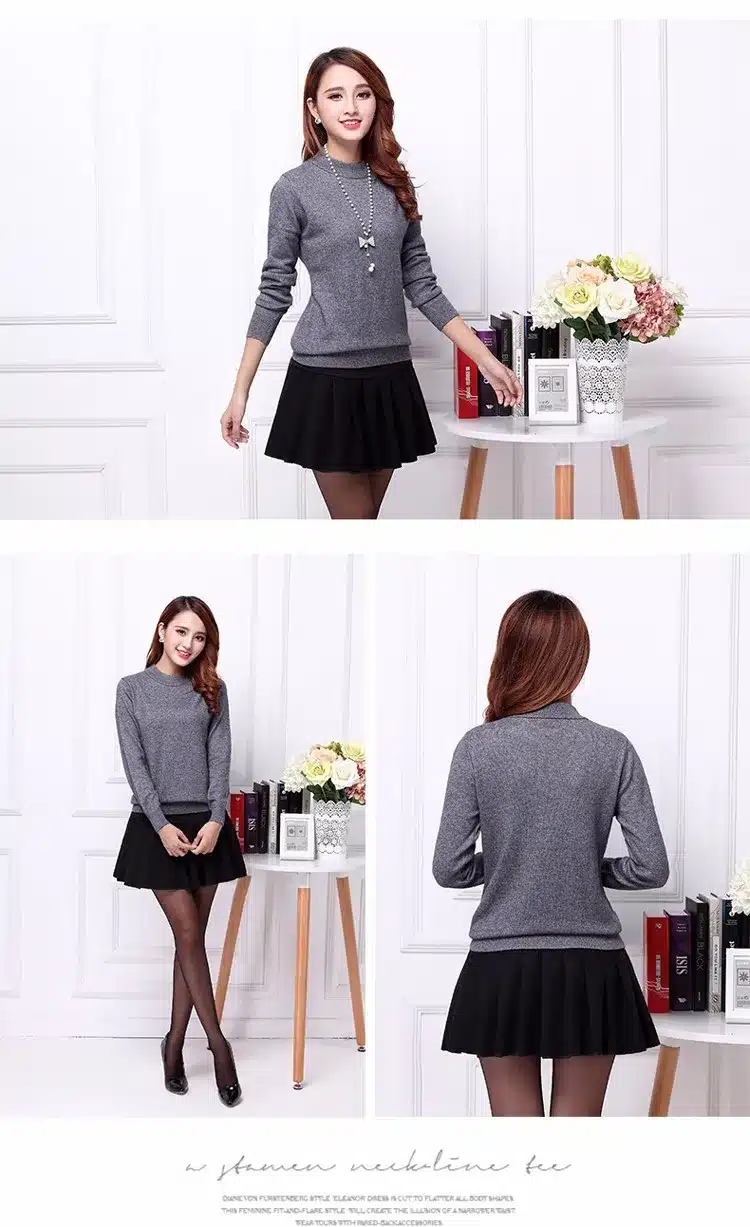 Lafarvie Fashion Cashmere Blended Knitted Sweater Women Tops Autumn Winter Turtleneck Pullovers Female Long Sleeve Solid Color 7