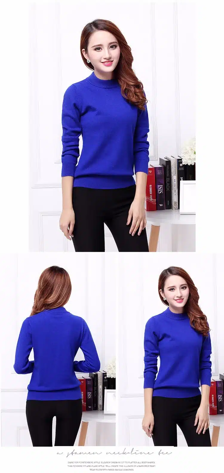 Lafarvie Fashion Cashmere Blended Knitted Sweater Women Tops Autumn Winter Turtleneck Pullovers Female Long Sleeve Solid Color 9