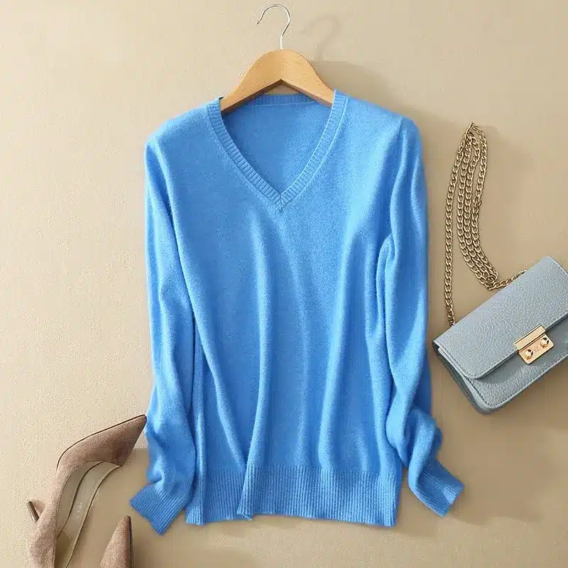 Cashmere Sweater V Neck Women Fashion Autumn Pullovers Knit Cashmere Sweater Women Slim Knit Coat Female Blouse Winter Knitwear 12
