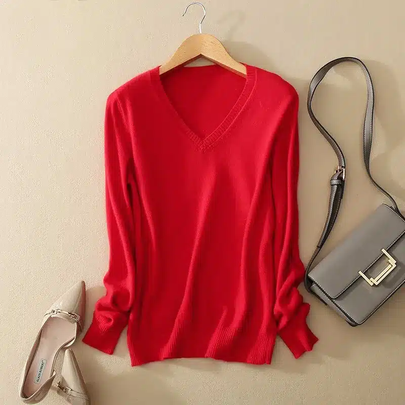 Cashmere Sweater V Neck Women Fashion Autumn Pullovers Knit Cashmere Sweater Women Slim Knit Coat Female Blouse Winter Knitwear 16