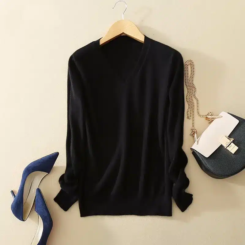 Cashmere Sweater V Neck Women Fashion Autumn Pullovers Knit Cashmere Sweater Women Slim Knit Coat Female Blouse Winter Knitwear 22