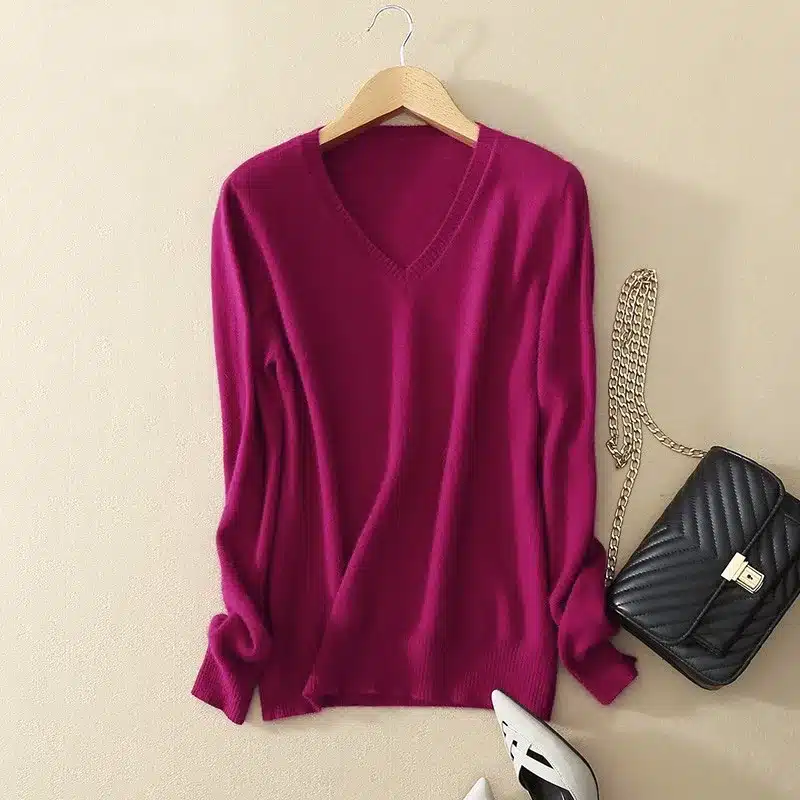 Cashmere Sweater V Neck Women Fashion Autumn Pullovers Knit Cashmere Sweater Women Slim Knit Coat Female Blouse Winter Knitwear 24