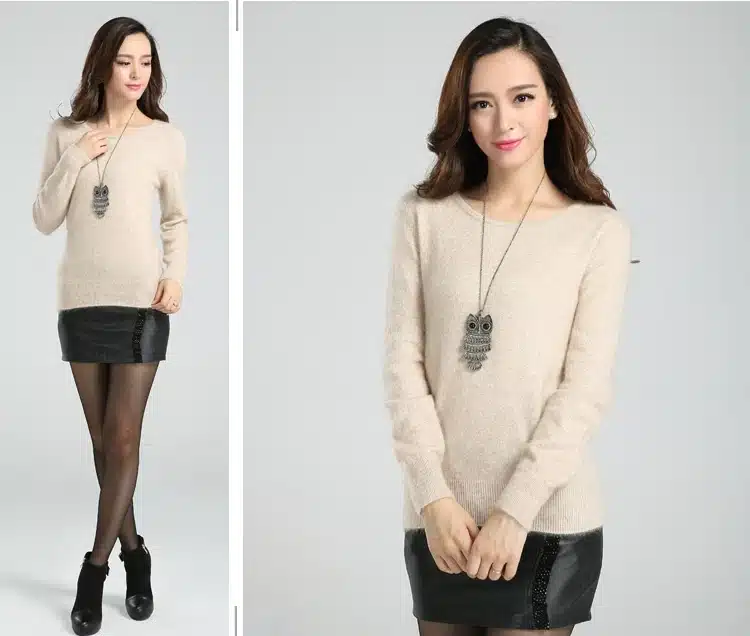 2017 winter warm sweater women soft comfortable mink cashmere sweaters o-neck Slim bottoming knitted thick pullover 35