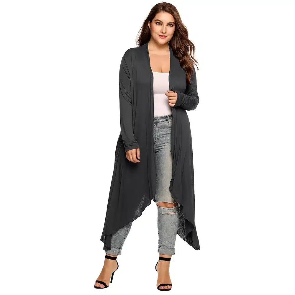 IN'VOLAND Women Cardigan Jacket Plus Size Autumn Open Front Solid Draped Lady Large Long Large Sweater Big Oversized L-5XL 9