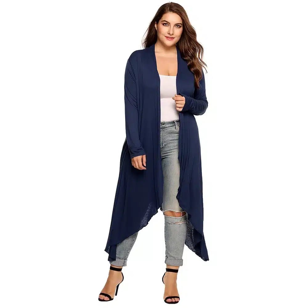 IN'VOLAND Women Cardigan Jacket Plus Size Autumn Open Front Solid Draped Lady Large Long Large Sweater Big Oversized L-5XL 10