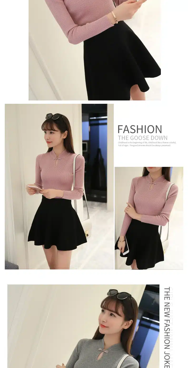 OHCLOTHING Hot 2017 Winter New Fashion Thickened half turtleneck sweater short female thread tight all-match solid new shirt 9