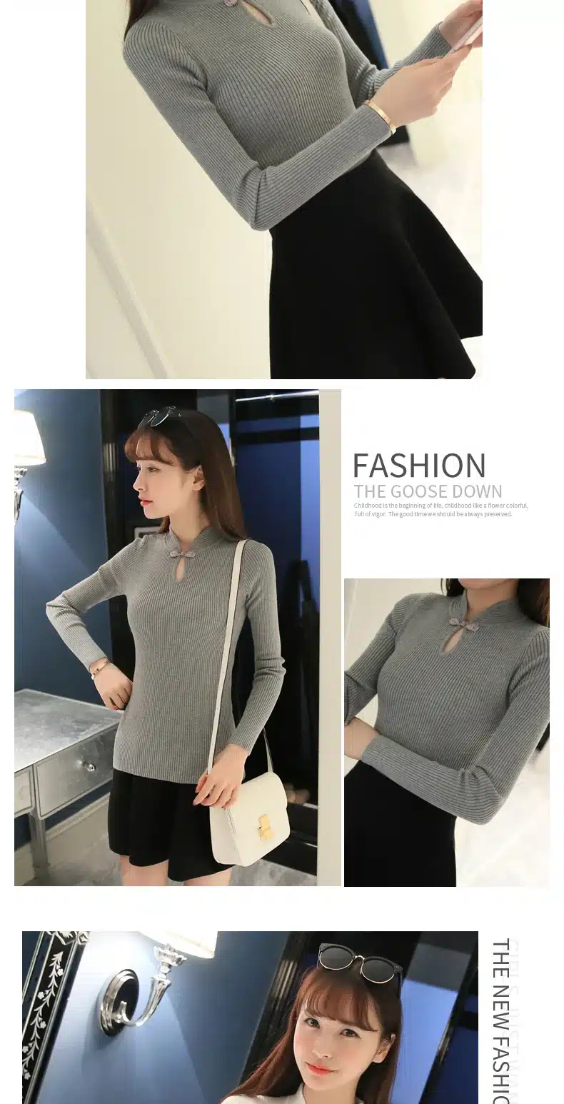 OHCLOTHING Hot 2017 Winter New Fashion Thickened half turtleneck sweater short female thread tight all-match solid new shirt 12