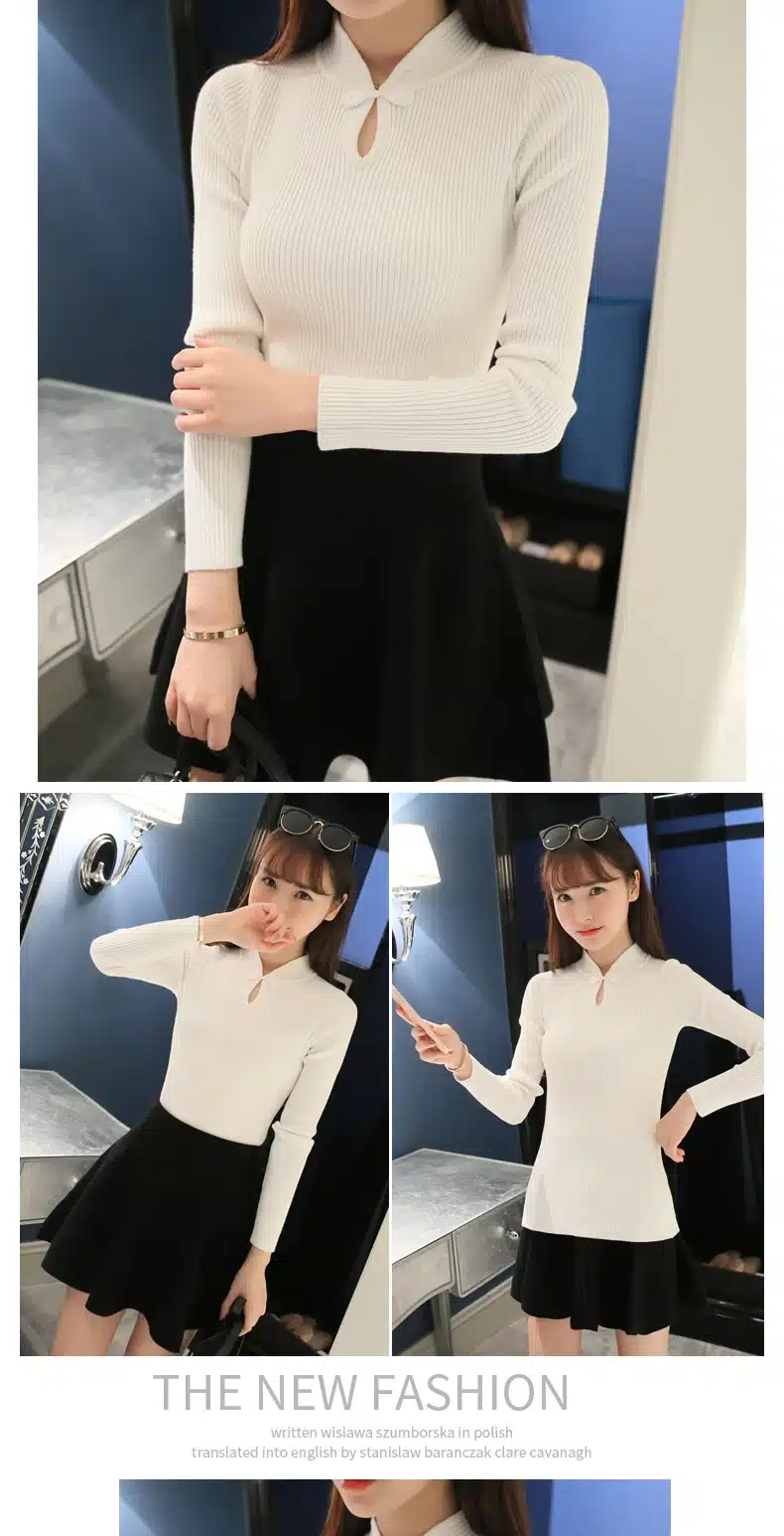 OHCLOTHING Hot 2017 Winter New Fashion Thickened half turtleneck sweater short female thread tight all-match solid new shirt 14
