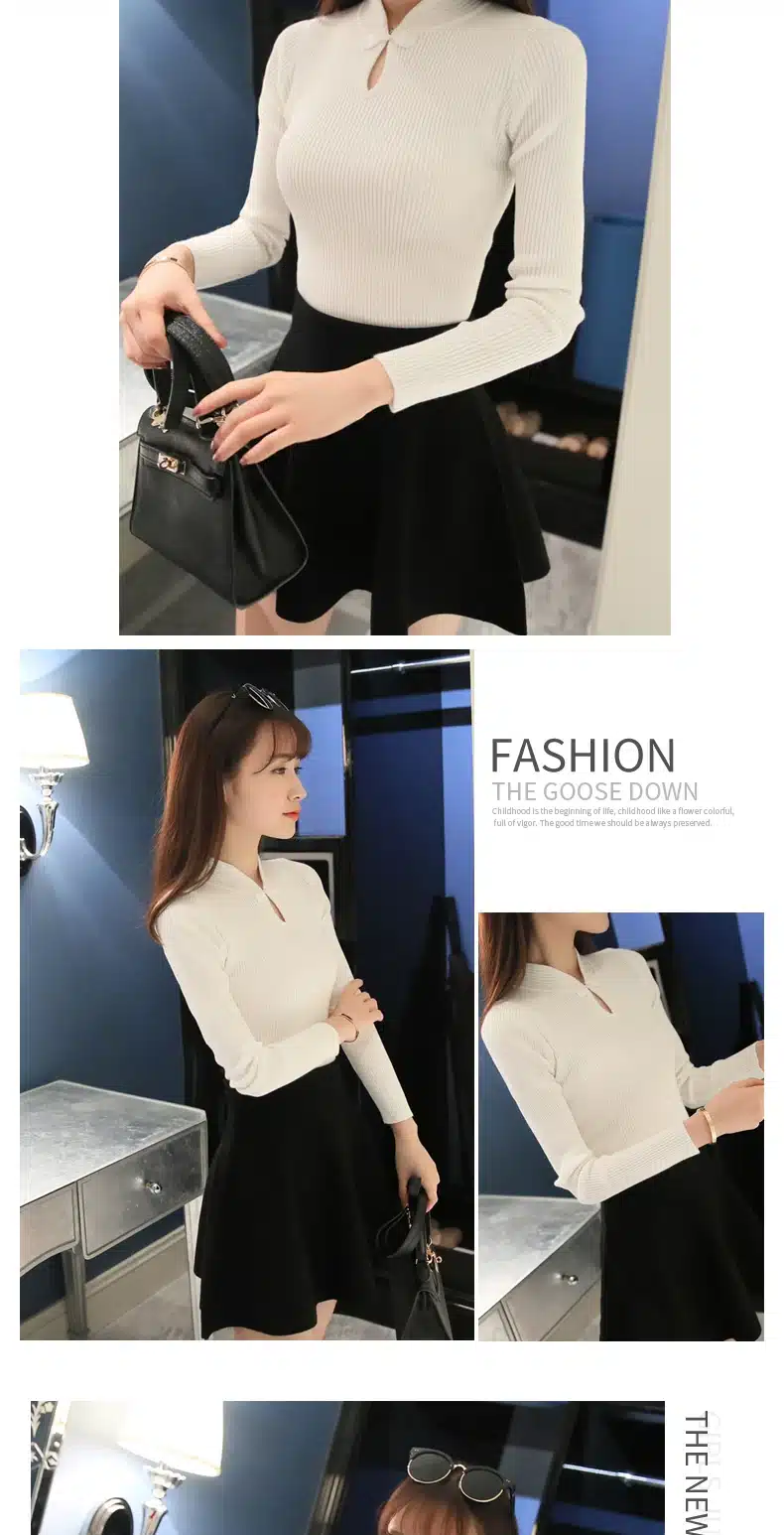 OHCLOTHING Hot 2017 Winter New Fashion Thickened half turtleneck sweater short female thread tight all-match solid new shirt 15