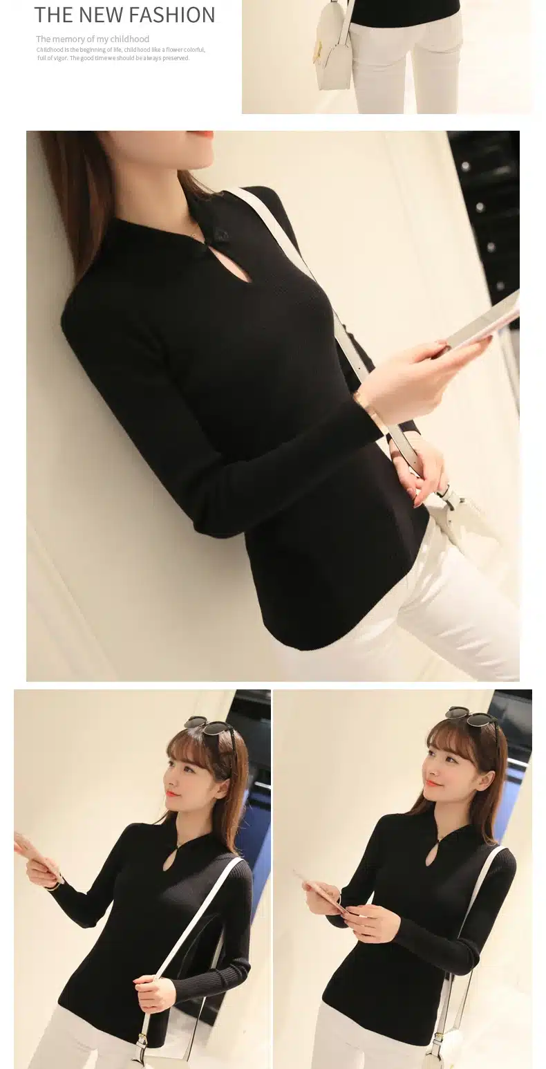 OHCLOTHING Hot 2017 Winter New Fashion Thickened half turtleneck sweater short female thread tight all-match solid new shirt 20