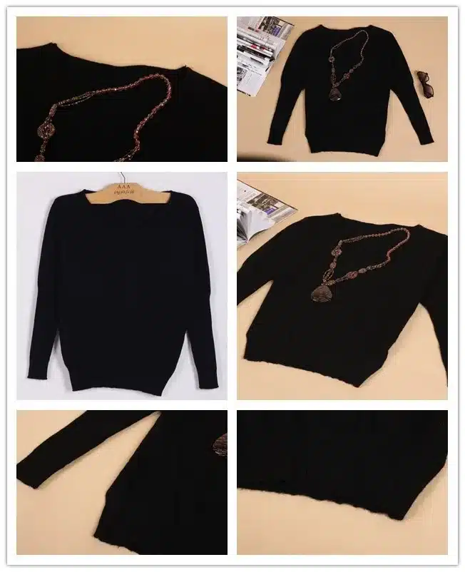 Hot Sale Soft & Comfortable Bat-like Pullovers Female Cashmere Sweater Pure Casual V-neck Short Design Basic Knitted Pullovers 14