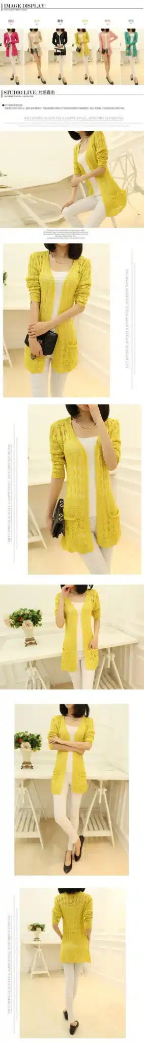 2018 Fashion Knitted Cardigan Loose Pocket Hollow Long Sleeve Women Sweater Female Cardigans Women's Coats Sweaters Outerwear 24
