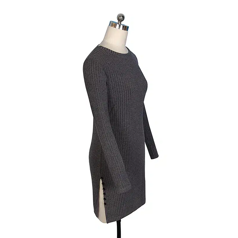 New Arrival Sweater For Women Winter O-Neck Long Sleeve Side Button Irregular Hem Solid Long Sweaters WS469C 16