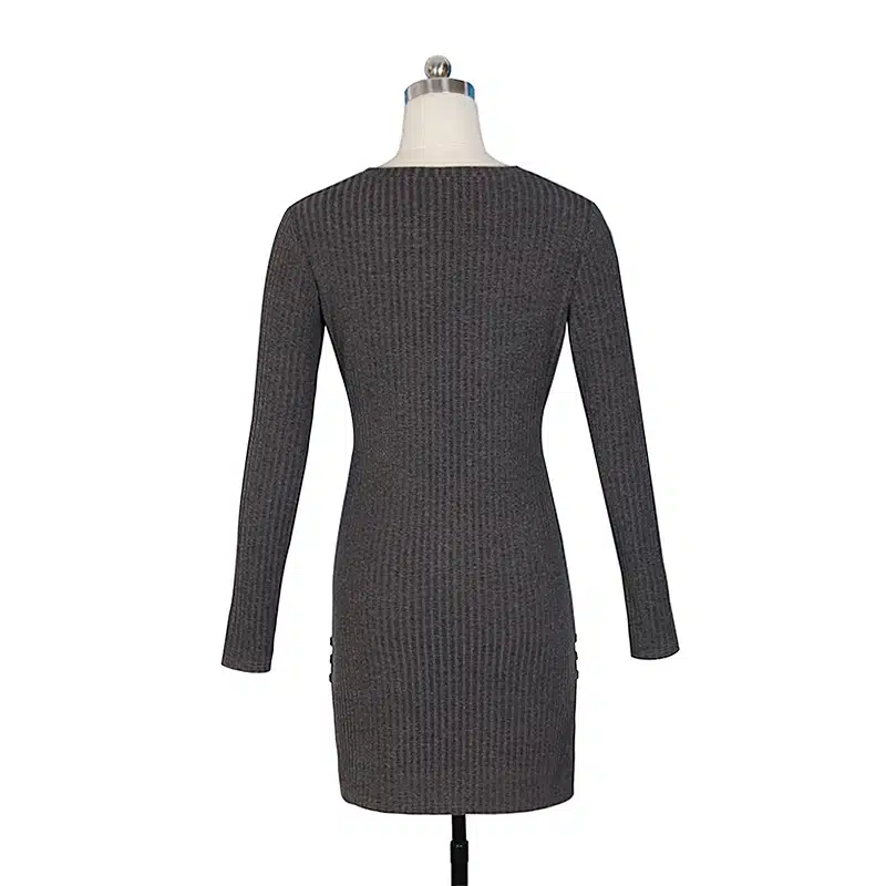 New Arrival Sweater For Women Winter O-Neck Long Sleeve Side Button Irregular Hem Solid Long Sweaters WS469C 17