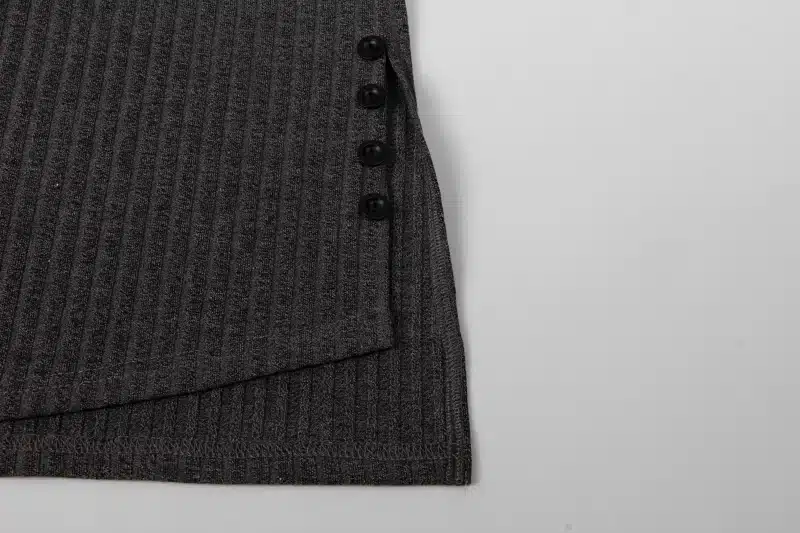 New Arrival Sweater For Women Winter O-Neck Long Sleeve Side Button Irregular Hem Solid Long Sweaters WS469C 21