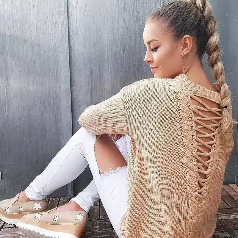 Sweater Women 2017 Winter Sweater Long Sleeve Jumper Women Loose Sweater Sexy Hollow Out Back Female Pullover WS888C 9