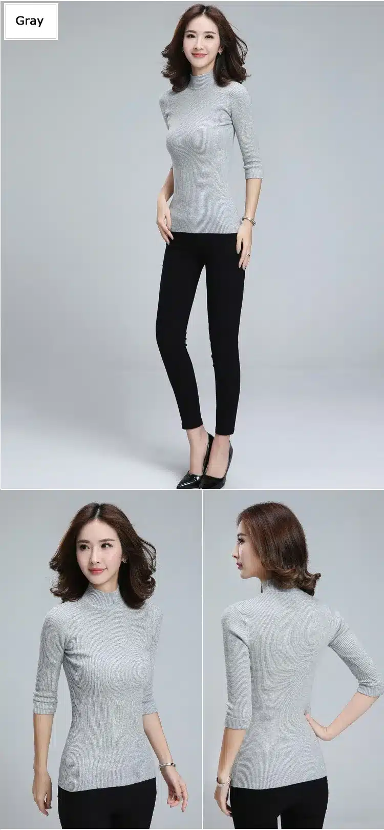 2017 New Women's Clothing Fashion Turtleneck Solid Pullover Sweaters High Elastic Slim Bottoming Knitted Sweaters Female Jumpers 10