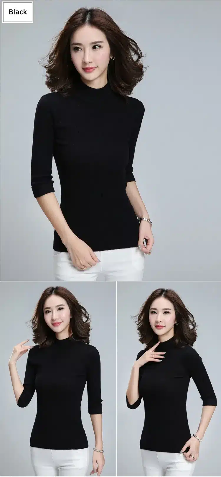 2017 New Women's Clothing Fashion Turtleneck Solid Pullover Sweaters High Elastic Slim Bottoming Knitted Sweaters Female Jumpers 12