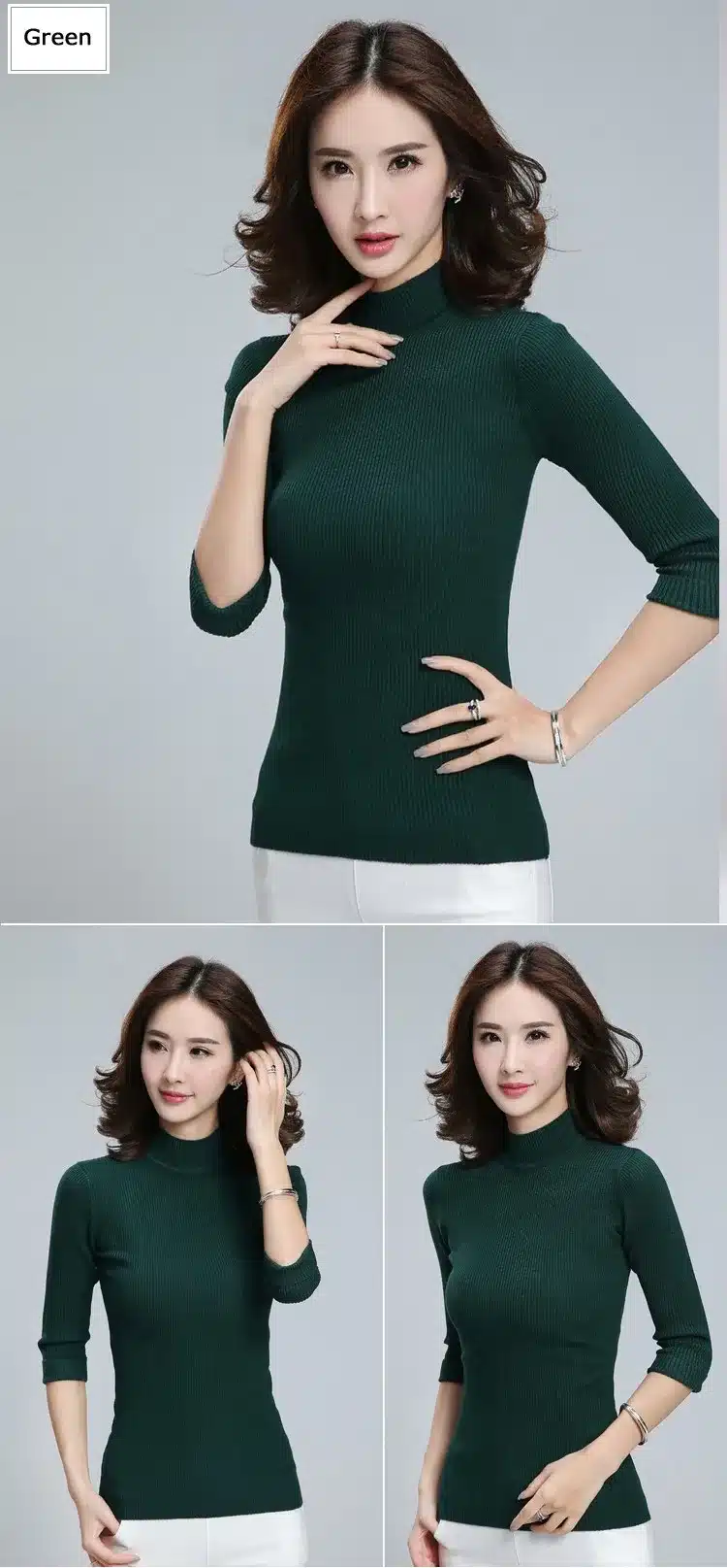 2017 New Women's Clothing Fashion Turtleneck Solid Pullover Sweaters High Elastic Slim Bottoming Knitted Sweaters Female Jumpers 14