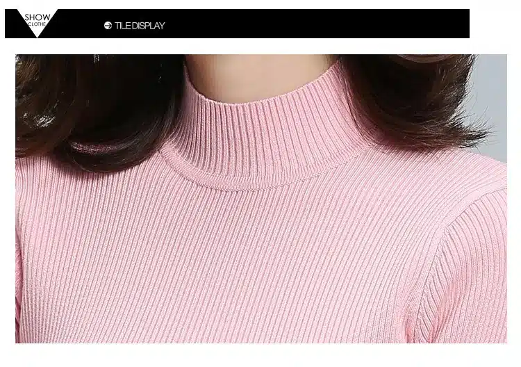 2017 New Women's Clothing Fashion Turtleneck Solid Pullover Sweaters High Elastic Slim Bottoming Knitted Sweaters Female Jumpers 16