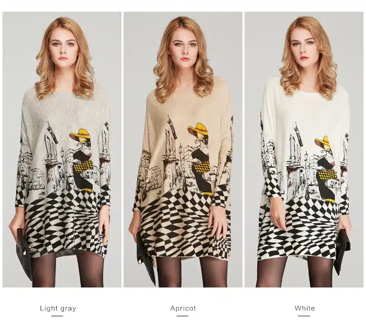 Autumn New Cute Cartoon Print Sweater for Women Casual Loose Batwing Sleeve Lady Long Sweaters Pullover Fashion Women's Clothing 5