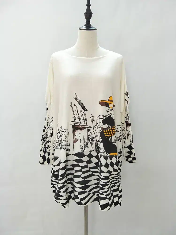 Autumn New Cute Cartoon Print Sweater for Women Casual Loose Batwing Sleeve Lady Long Sweaters Pullover Fashion Women's Clothing 9