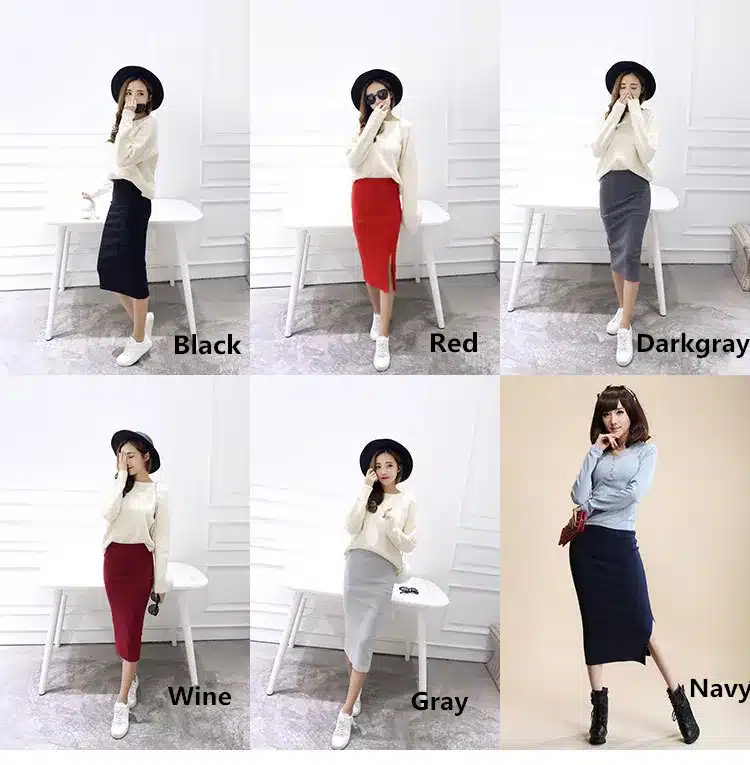 2016 Summer skirts Sexy Chic Pencil Skirts Women Skirt Wool Rib Knit Long Skirt Package Hip Split Waist midi skirt maxi A919 5