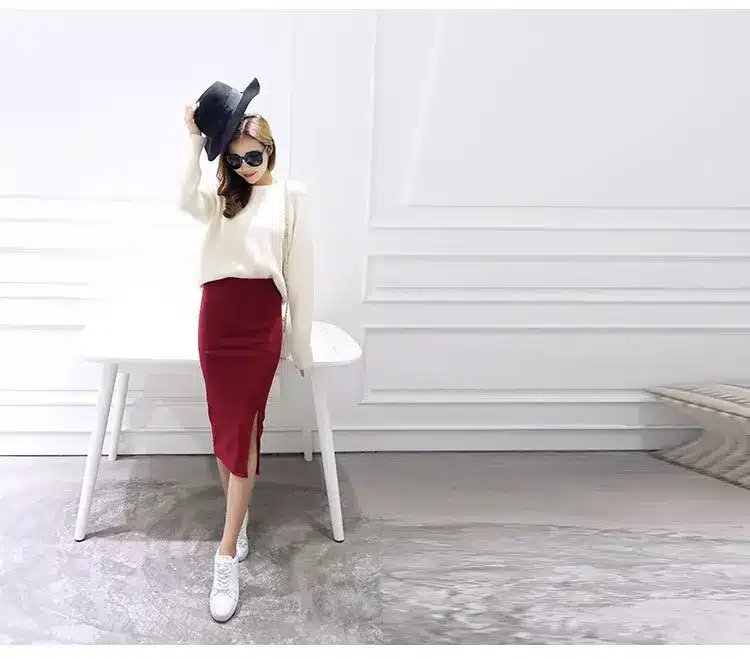2016 Summer skirts Sexy Chic Pencil Skirts Women Skirt Wool Rib Knit Long Skirt Package Hip Split Waist midi skirt maxi A919 10