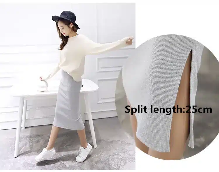 2016 Summer skirts Sexy Chic Pencil Skirts Women Skirt Wool Rib Knit Long Skirt Package Hip Split Waist midi skirt maxi A919 12