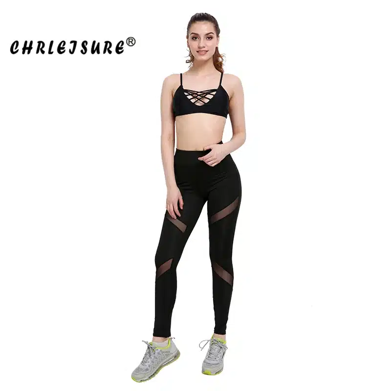 CHRLEISURE Sexy Women Leggings Gothic Insert Mesh Design Trousers Pants Big Size Black Capris Sportswear New Fitness Leggings 13