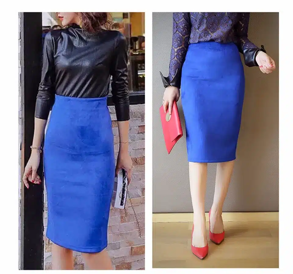 Neophil 2018 Summer Gray Pink Women Suede Midi Pencil Skirts Causal High Waist Sexy Stretch Ladies Office Work Wear Saia S1009 10