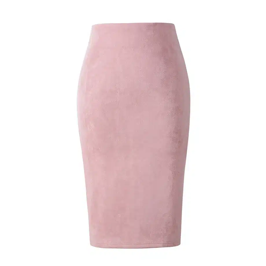 Neophil 2018 Summer Gray Pink Women Suede Midi Pencil Skirts Causal High Waist Sexy Stretch Ladies Office Work Wear Saia S1009 12