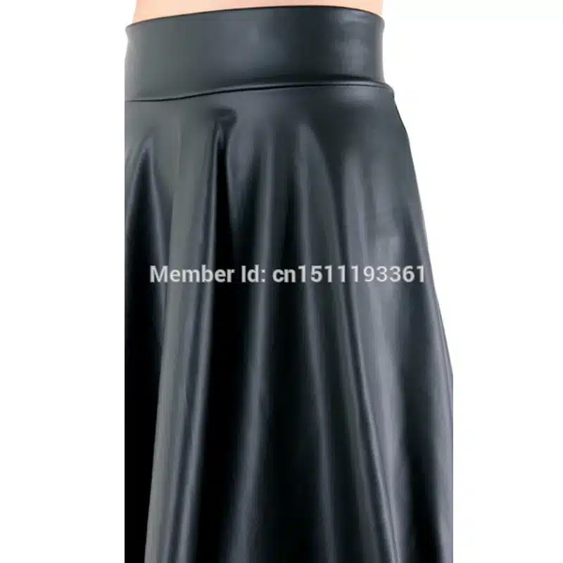 free shipping new high waist faux leather skater flare skirt casual mini skirt above knee solid color black skirt S/M/L/XL 14