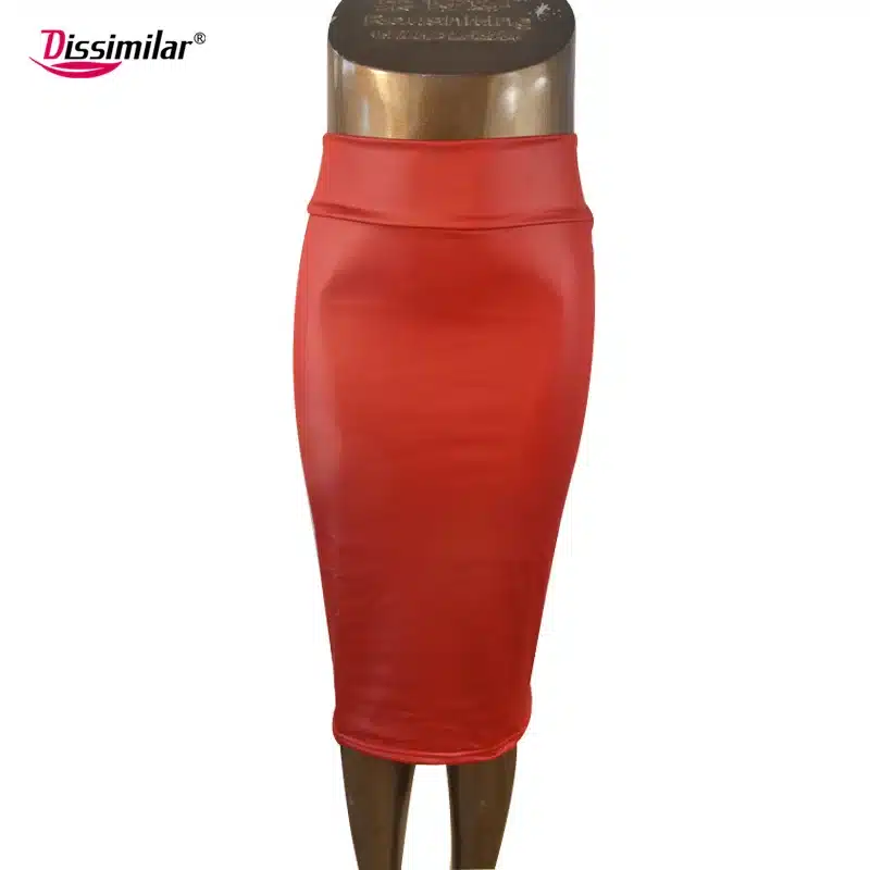 free shipping women office skirt high-waist faux leather pencil skirt black sexy elastic below knee skirt 10 colors XS/S/M/L/XL 20