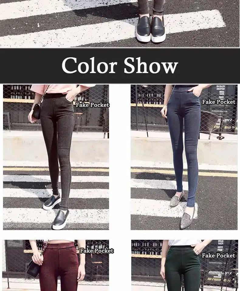 BIVIGAOS Fashion Women Casual Slim Stretch Denim Jeans Leggings Jeggings Pencil Pants Thin Skinny Leggings Jeans Womens Clothing 14