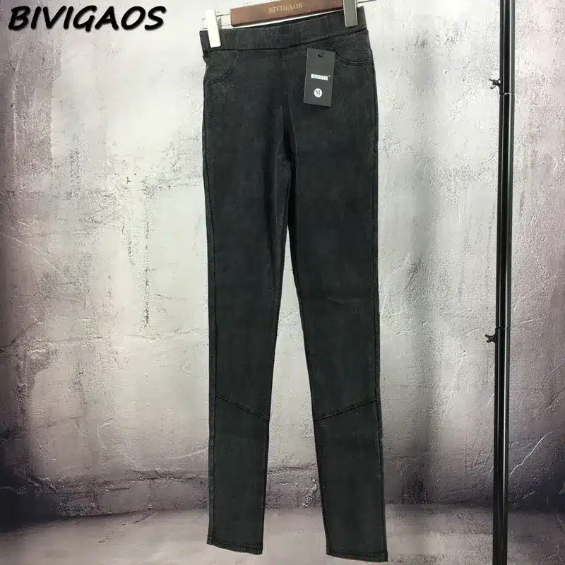 BIVIGAOS Fashion Women Casual Slim Stretch Denim Jeans Leggings Jeggings Pencil Pants Thin Skinny Leggings Jeans Womens Clothing 31