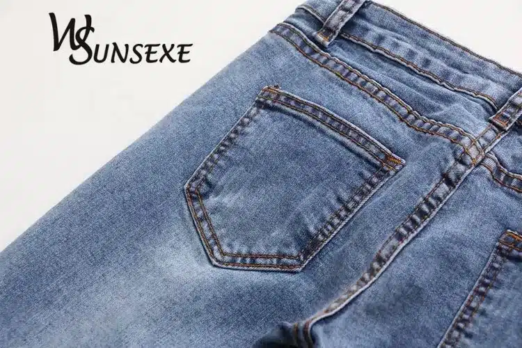 Knee Hole Ripped Jeans Women Stretch Denim Pencil Pants Casual Slim Fit Rivet Pearl Jeans Summer Long Trousers Low Waist Cowboy 19