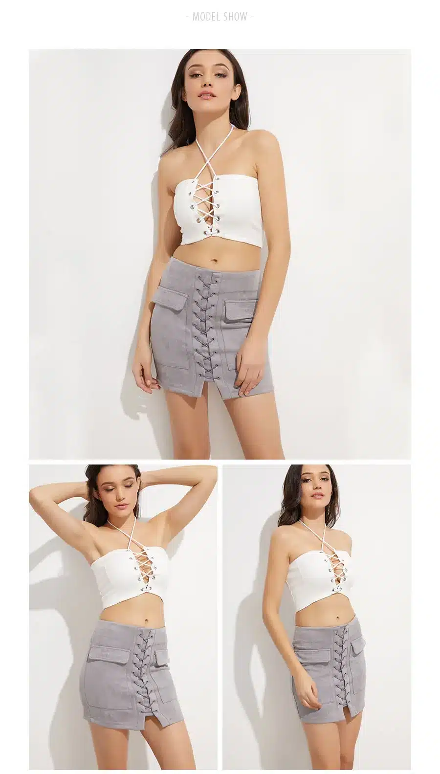 Colysmo Vintage High Waist External Pocket Tight Suede Lace Up Skirt Thick Women's Autumn Winter Pencil Skirt Preppy Mini Skirt 7