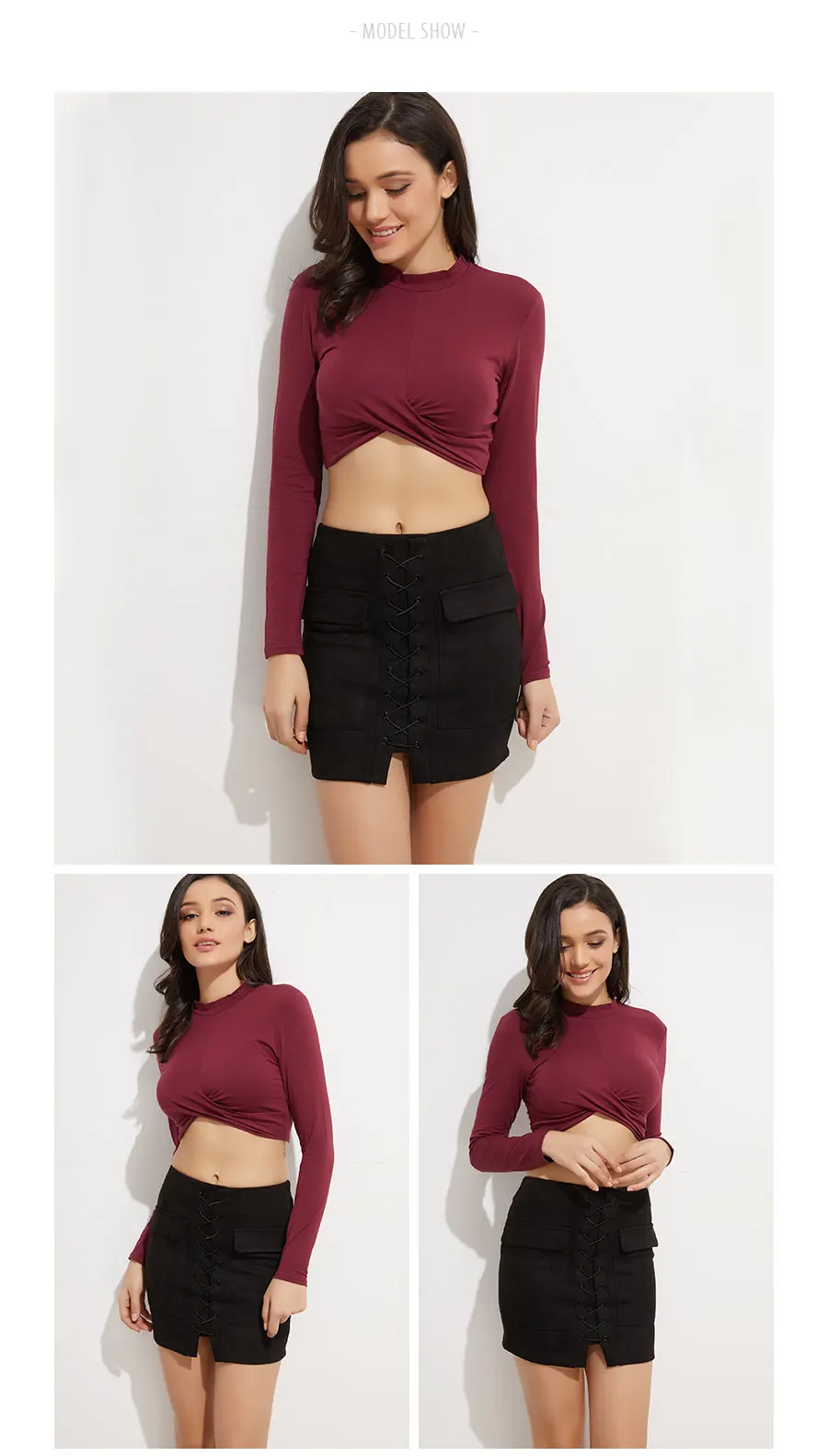 Colysmo Vintage High Waist External Pocket Tight Suede Lace Up Skirt Thick Women's Autumn Winter Pencil Skirt Preppy Mini Skirt 20