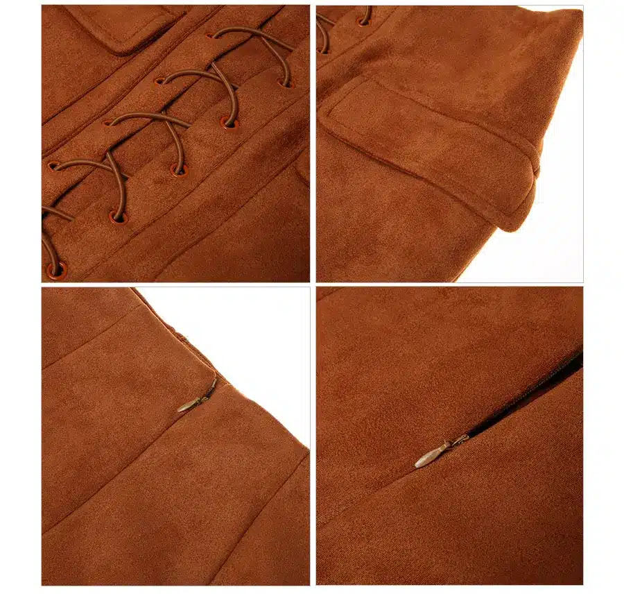 Colysmo Vintage High Waist External Pocket Tight Suede Lace Up Skirt Thick Women's Autumn Winter Pencil Skirt Preppy Mini Skirt 39
