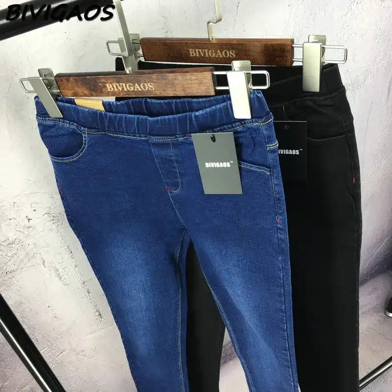 BIVIGAOS Basic Skinny Womens Jeans Ankle Pencil Pants Slim Elastic Denim Pants Jean Leggings Female Cotton Jeggings Jeans Women 75