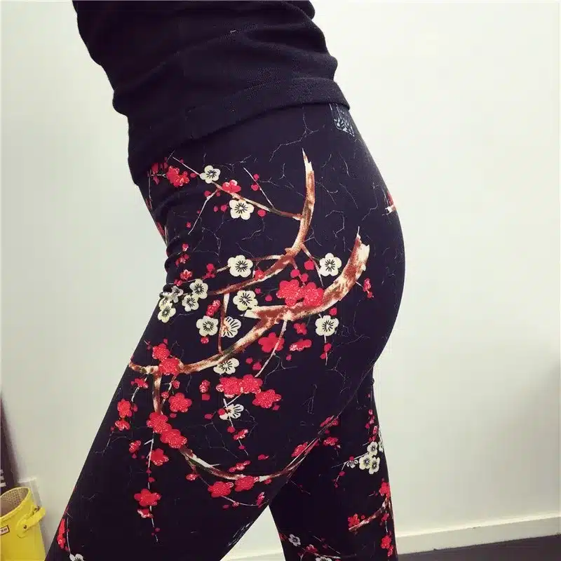 BIVIGAOS New Fashion Women Casual Cotton BRUSHED Black Milk Leggings Pants Female Elastic Plaid Graffiti Leggings Trousers Women 22