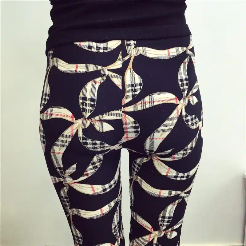 BIVIGAOS New Fashion Women Casual Cotton BRUSHED Black Milk Leggings Pants Female Elastic Plaid Graffiti Leggings Trousers Women 26