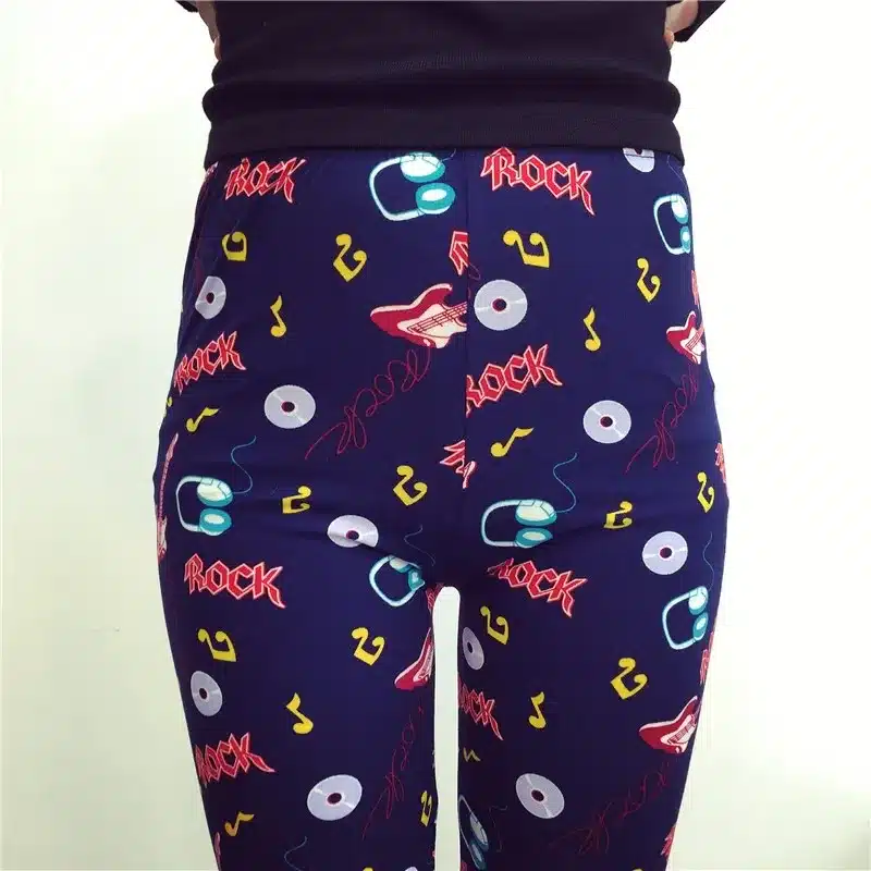 BIVIGAOS New Fashion Women Casual Cotton BRUSHED Black Milk Leggings Pants Female Elastic Plaid Graffiti Leggings Trousers Women 30
